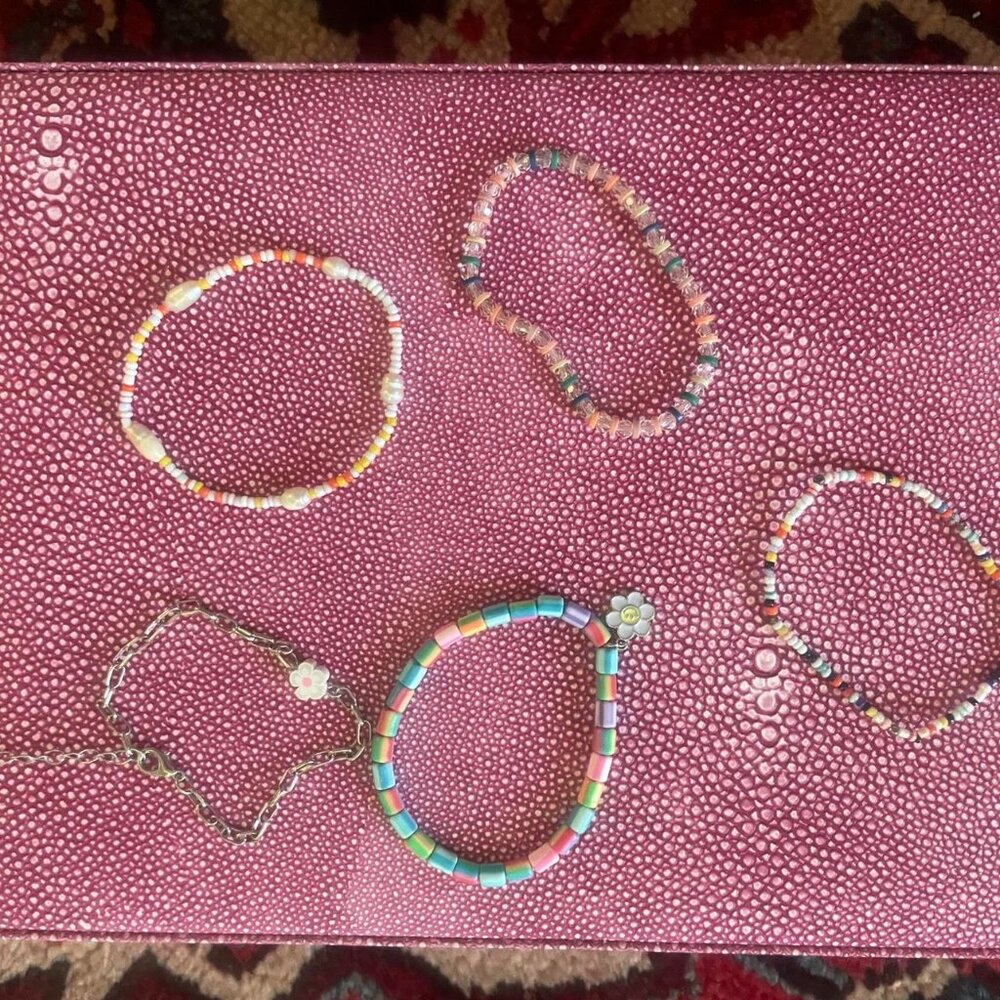 5 piece bracelet stack with assorted patterns